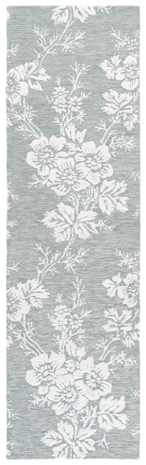 Safavieh Glamour Hand-Tufted Blue And Ivory Area Rug - Wool/Viscose Blend, Low Pile, Elegant Floral Edge 4'-0" x 6'-0" GLM625M-4