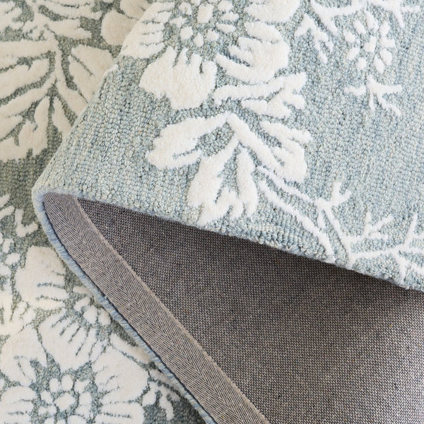 Safavieh Glamour Hand-Tufted Blue And Ivory Area Rug - Wool/Viscose Blend, Low Pile, Elegant Floral Edge 4'-0" x 6'-0" GLM625M-4