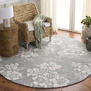 Safavieh Glamour Hand-Tufted Blue And Ivory Area Rug - Wool/Viscose Blend, Low Pile, Elegant Floral Edge 4'-0" x 6'-0" GLM625M-4