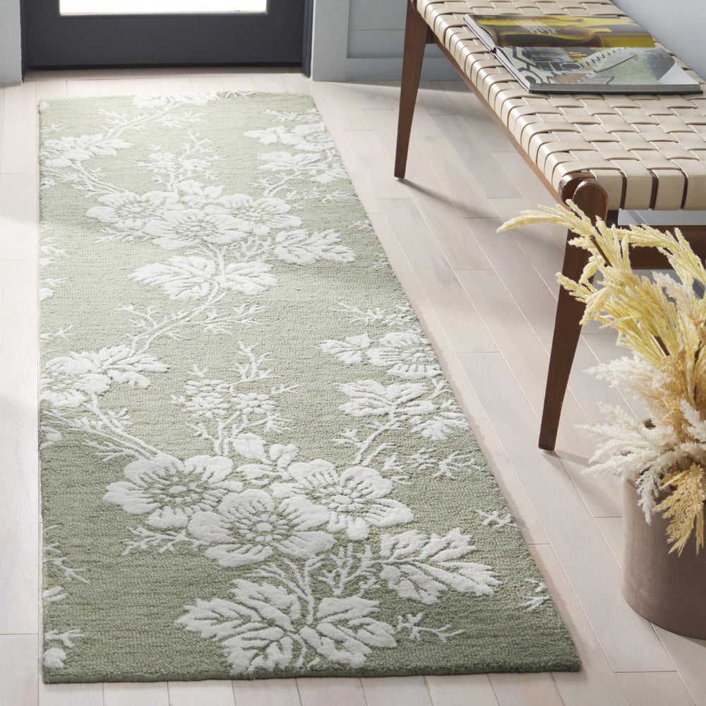 Safavieh Glamour Hand-tufted Area Rug – Elegant Floral Design For Timeless Sophistication In Any Space Sage ,Ivory Wool,Viscose Glm625w-4