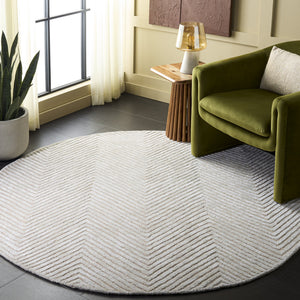 Safavieh Glamour Hand-Tufted Ivory Round Rug — Wool Blend, Artisanal Texture, Subtle Sheen For Modern Homes 6'-0" x 6'-0" GLM801A-6R