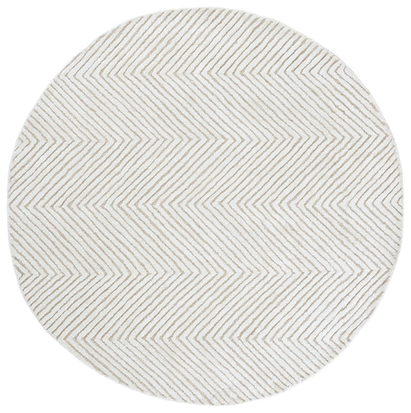 Safavieh Glamour Hand-Tufted Ivory Round Rug — Wool Blend, Artisanal Texture, Subtle Sheen For Modern Homes 6'-0" x 6'-0" GLM801A-6R
