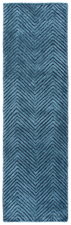 Safavieh Glamour Hand-Tufted Navy Chevron Wool Blend Rug — Luxurious Soft 0.5" Pile, Durable Elegance 9'-0" x 12'-0" GLM801N-9