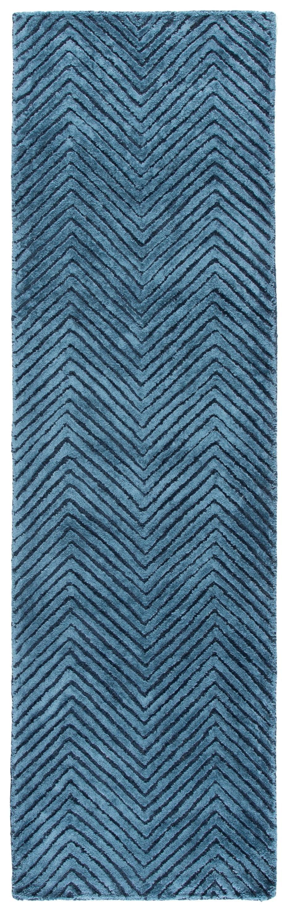 Safavieh Glamour Hand-Tufted Navy Runner Rug — Wool Blend Low-Profile Hallway Carpet For Modern Homes 2'-3" x 8'-0" GLM801N-28