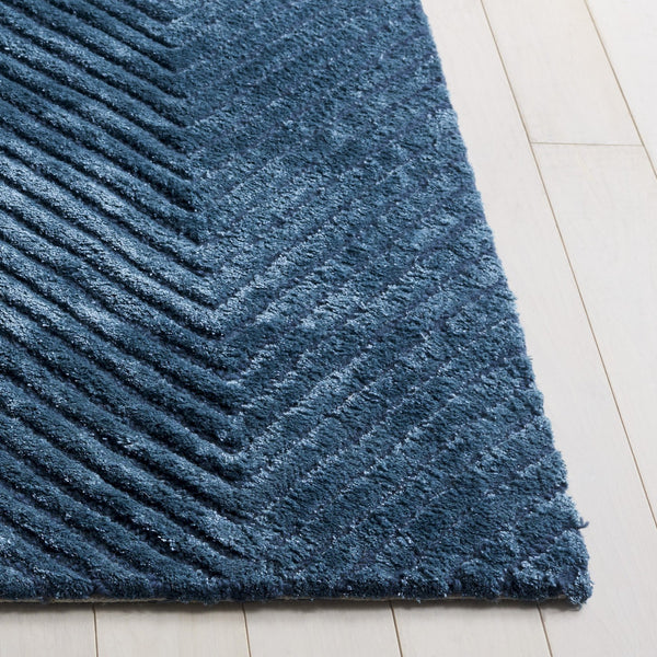 Safavieh Glamour Hand-Tufted Navy Square Rug — Low-Profile Wool Blend With Subtle Texture For Modern Rooms 6'-0" x 6'-0" GLM801N-6SQ