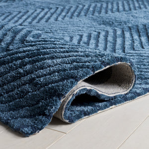 Safavieh Glamour Hand-Tufted Navy Chevron Wool Blend Rug — Luxurious Soft 0.5" Pile, Durable Elegance 9'-0" x 12'-0" GLM801N-9