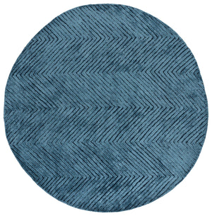 Safavieh Glamour Navy Round Area Rug — Hand-Tufted Wool Blend, Minimalist Modern Design, Plush Low Pile Comfort 6'-0" x 6'-0" GLM801N-6R