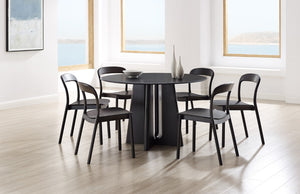 Greenington Luna Solid Bamboo Round Dining Table Seats Six with Apex Base and Minimalist Design Caviar GLU001B