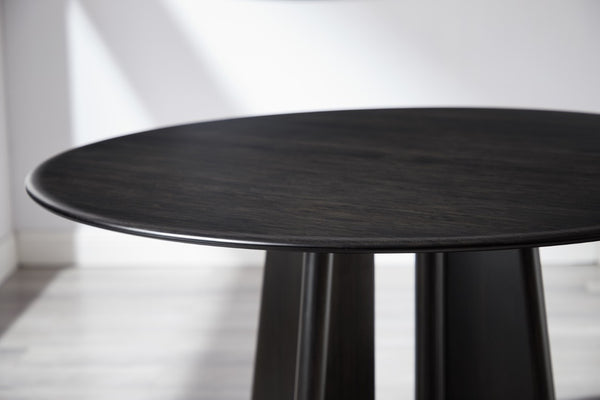 Greenington Luna Solid Bamboo Round Dining Table Seats Six with Apex Base and Minimalist Design Caviar GLU001B