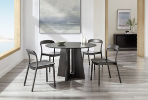 Greenington Luna Solid Bamboo Round Dining Table Seats Six with Apex Base and Minimalist Design Caviar GLU001B