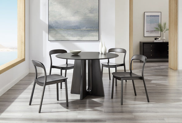 Greenington Luna Solid Bamboo Round Dining Table Seats Six with Apex Base and Minimalist Design Caviar GLU001B
