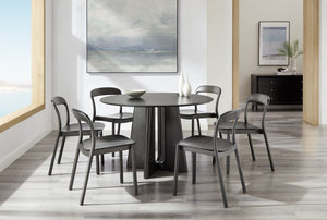 Greenington Luna Solid Bamboo Round Dining Table Seats Six with Apex Base and Minimalist Design Caviar GLU001B