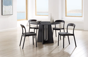 Greenington Luna Solid Bamboo Round Dining Table Seats Six with Apex Base and Minimalist Design Caviar GLU001B