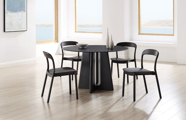 Greenington Luna Solid Bamboo Round Dining Table Seats Six with Apex Base and Minimalist Design Caviar GLU001B