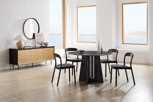 Greenington Luna Solid Bamboo Round Dining Table Seats Six with Apex Base and Minimalist Design Caviar GLU001B
