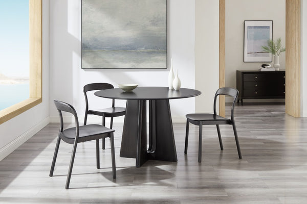 Greenington Luna Solid Bamboo Round Dining Table Seats Six with Apex Base and Minimalist Design Caviar GLU001B