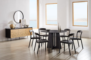 Greenington Luna Solid Bamboo Round Dining Table Seats Six with Apex Base and Minimalist Design Caviar GLU001B