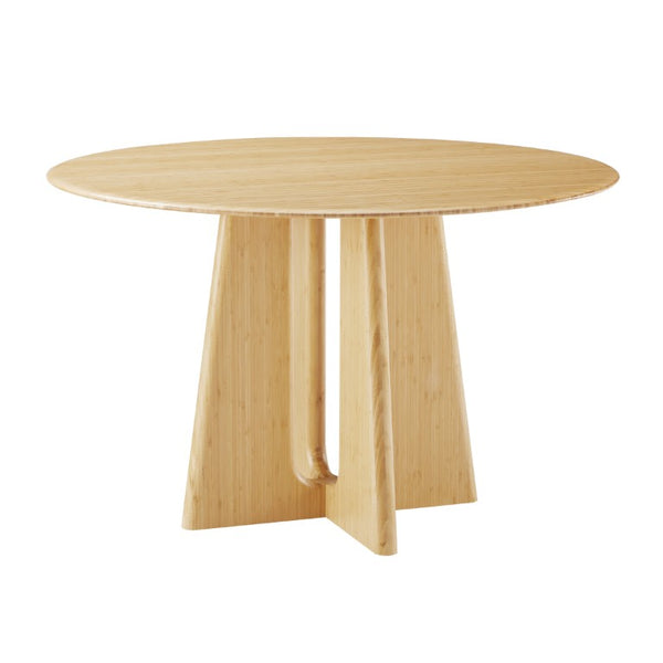 Greenington Luna Solid Moso Bamboo Round Dining Table Seats Six with Tapered Apex Base Wheat GLU001WH