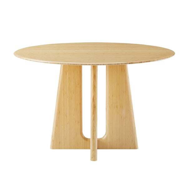 Greenington Luna Solid Moso Bamboo Round Dining Table Seats Six with Tapered Apex Base Wheat GLU001WH