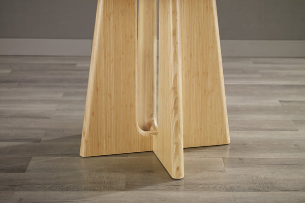 Greenington Luna Solid Moso Bamboo Round Dining Table Seats Six with Tapered Apex Base Wheat GLU001WH