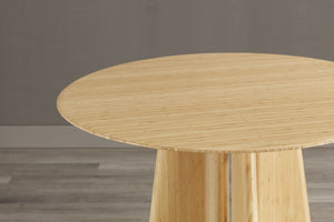 Greenington Luna Solid Moso Bamboo Round Dining Table Seats Six with Tapered Apex Base Wheat GLU001WH