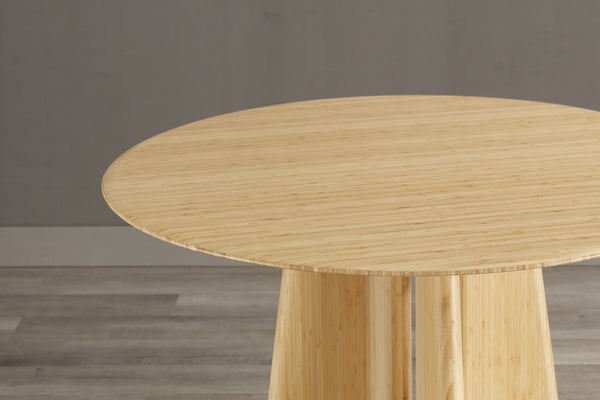 Greenington Luna Solid Moso Bamboo Round Dining Table Seats Six with Tapered Apex Base Wheat GLU001WH