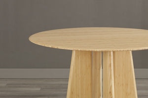 Greenington Luna Solid Moso Bamboo Round Dining Table Seats Six with Tapered Apex Base Wheat GLU001WH