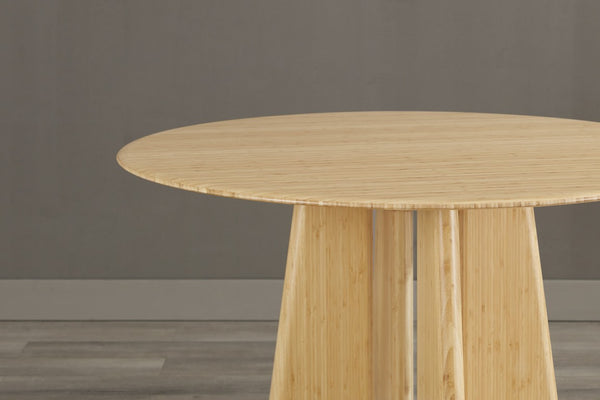 Greenington Luna Solid Moso Bamboo Round Dining Table Seats Six with Tapered Apex Base Wheat GLU001WH