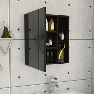 English Elm Labelle Matte Black Recessed Medicine Cabinet with Mirror and Five Storage Shelves B20091924