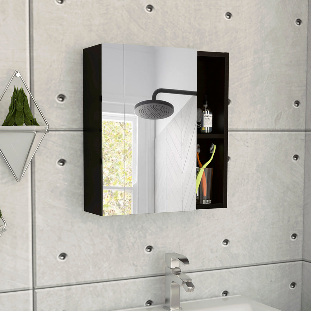 English Elm Labelle Matte Black Recessed Medicine Cabinet with Mirror and Five Bathroom Shelves B07091924