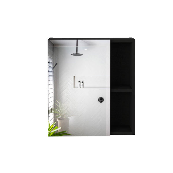 English Elm Labelle Matte Black Recessed Medicine Cabinet with Mirror and Five Bathroom Shelves B07091924