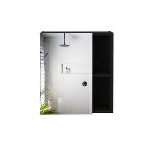 English Elm Labelle Matte Black Recessed Medicine Cabinet with Mirror and Five Storage Shelves B20091924
