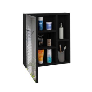 English Elm Labelle Matte Black Recessed Medicine Cabinet with Mirror and Five Bathroom Shelves B07091924