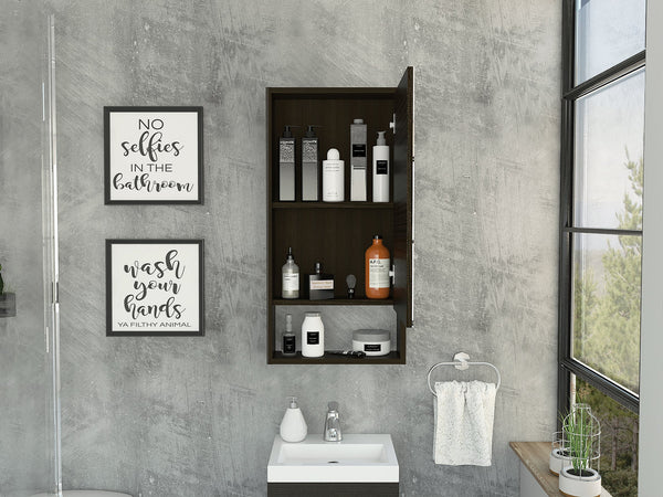 English Elm Mariana Mirrored Medicine Cabinet with External Shelf and Two Internal Shelves for Smart Storage and Style Black 39.8 L x 20.9 W x 5.1 H B20091945
