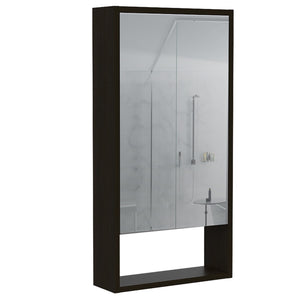 English Elm Mariana Mirrored Medicine Cabinet with External Shelf and Two Internal Shelves for Smart Storage and Style Black 39.8 L x 20.9 W x 5.1 H B20091945