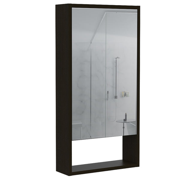 English Elm Mariana Mirrored Medicine Cabinet with External Shelf and Two Internal Shelves for Smart Storage and Style Black 39.8 L x 20.9 W x 5.1 H B20091945