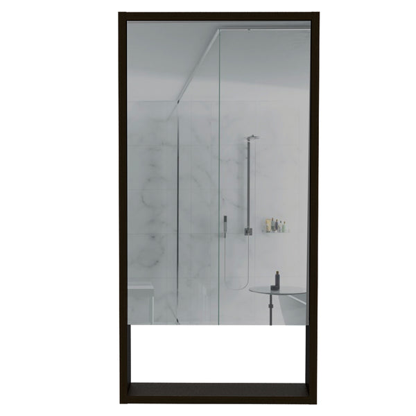 English Elm Mariana Mirrored Medicine Cabinet with External Shelf and Two Internal Shelves for Smart Storage and Style Black 39.8 L x 20.9 W x 5.1 H B20091945