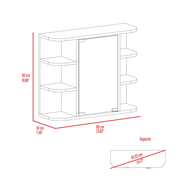 English Elm Milan Modern Medicine Cabinet with Mirrored Door and Nine Shelves for Compact Bathroom Storage Black 27.6 L x 18.9 W x 6.3 H B20091956