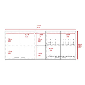 English Elm Portofino premium wall cabinet with double doors, external & interior shelving for organized storage Black 62.2 L x 18.5 W x 4.7 H B07091978