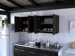 English Elm Portofino premium wall cabinet with double doors, external & interior shelving for organized storage Black 62.2 L x 18.5 W x 4.7 H B07091978