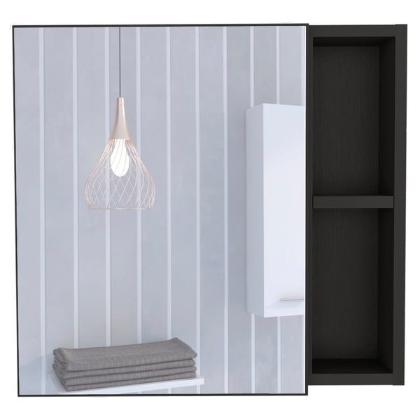 English Elm Oman Medicine Cabinet with Mirror Door, 3 Internal Shelves & 2 Open Side Shelves for Bathroom Storage Black 23.6 L x 19.7 W x 5.9 H B07092104