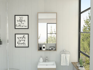 English Elm Mariana Mirrored Medicine Cabinet with External Shelf and Two Internal Shelves for Smart Storage and Style Gray 39.8 L x 21.3 W x 5.1 H B20091946