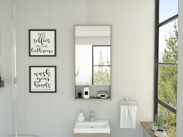 English Elm Mariana Mirrored Medicine Cabinet with External Shelf and Two Internal Shelves for Smart Storage and Style Gray 39.8 L x 21.3 W x 5.1 H B20091946