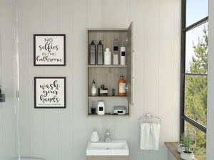 English Elm Mariana Mirrored Medicine Cabinet with External Shelf and Two Internal Shelves for Smart Storage and Style Gray 39.8 L x 21.3 W x 5.1 H B20091946