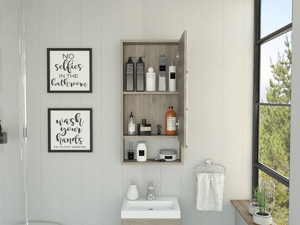 English Elm Mariana Mirrored Medicine Cabinet with External Shelf and Two Internal Shelves for Smart Storage and Style Gray 39.8 L x 21.3 W x 5.1 H B20091946