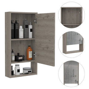 English Elm Mariana Mirrored Medicine Cabinet with External Shelf and Two Internal Shelves for Smart Storage and Style Gray 39.8 L x 21.3 W x 5.1 H B20091946
