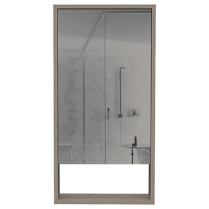 English Elm Mariana Mirrored Medicine Cabinet with External Shelf and Two Internal Shelves for Smart Storage and Style Gray 39.8 L x 21.3 W x 5.1 H B20091946
