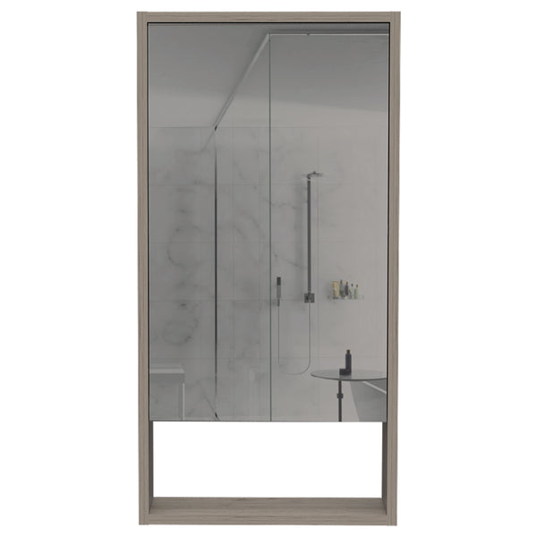 English Elm Mariana Mirrored Medicine Cabinet with External Shelf and Two Internal Shelves for Smart Storage and Style Gray 39.8 L x 21.3 W x 5.1 H B20091946