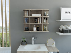 English Elm Milan Modern Medicine Cabinet with Mirrored Door and Nine Shelves for Compact Bathroom Storage Gray 27.6 L x 18.9 W x 6.3 H B20091957