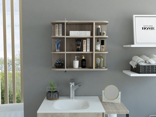 English Elm Milan Modern Medicine Cabinet with Mirrored Door and Nine Shelves for Compact Bathroom Storage Gray 27.6 L x 18.9 W x 6.3 H B20091957